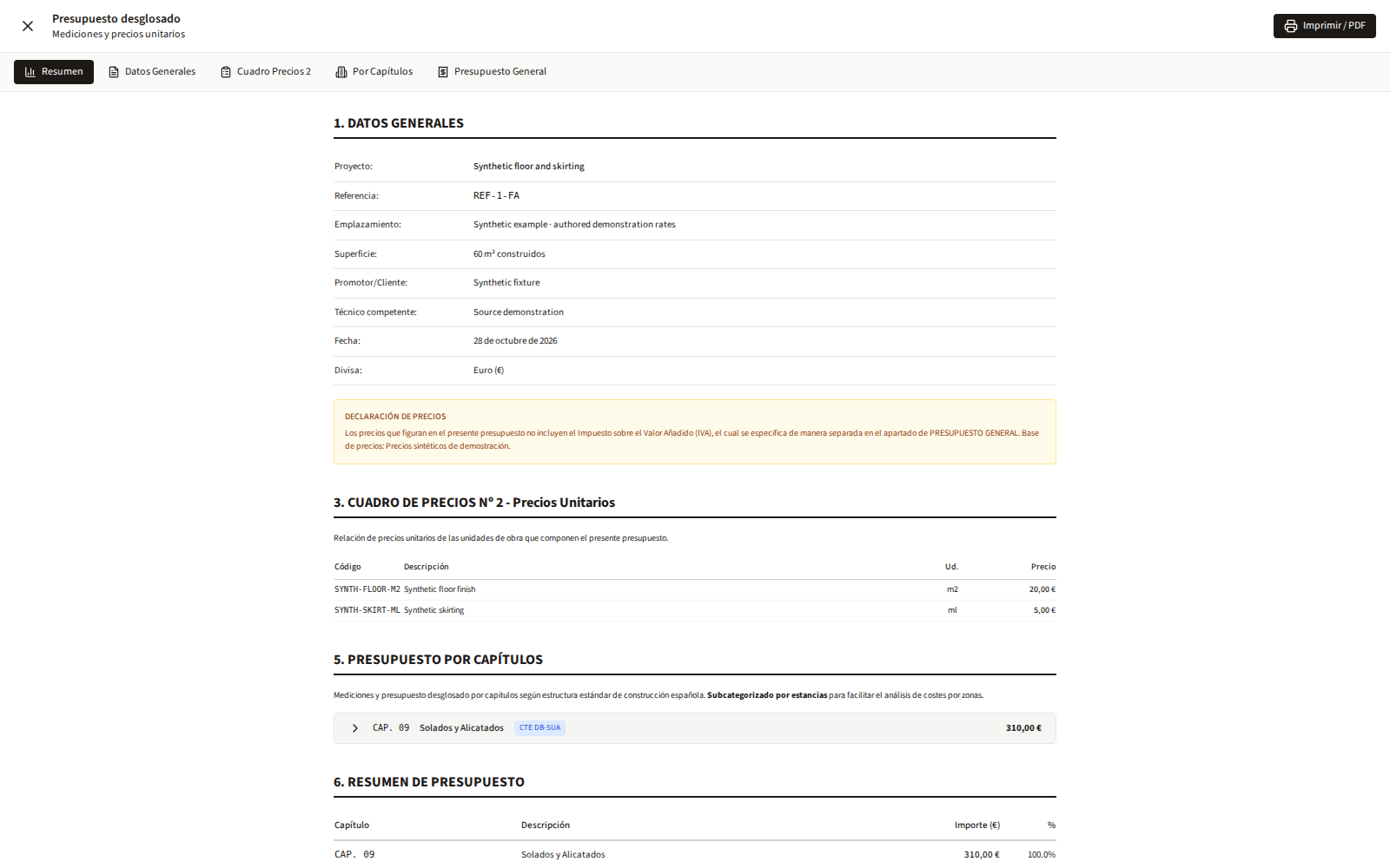 Leo Estimate’s original report with the verified synthetic calculation